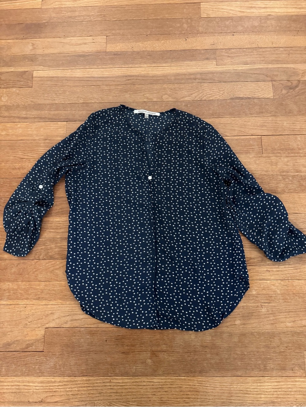 Collective Concepts Women's Navy Blue Polka Dot Blouse - Size XSP
 b15